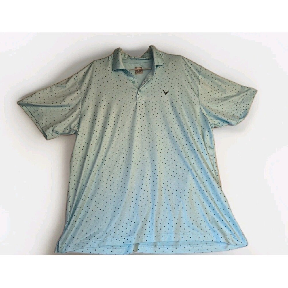 Callaway Shirt Men's Size 2XL Blue Performance Short Sleeve Golf Limpet Shell